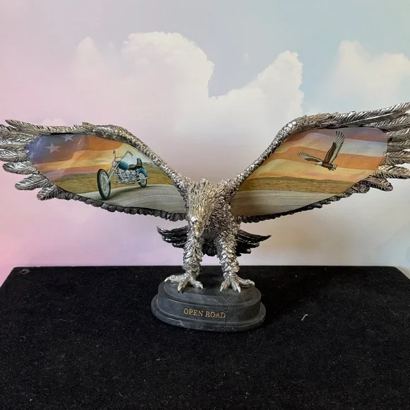🔥Open Road" Motorcycle Eagle sculpture, Ride Hard Live Free collection - Picture 1 of 10